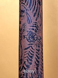 19th, century FOLK ART Hand CARVED CRANE & SNAKE WOOD CANE Painted Story Pic