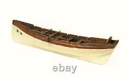 19thc American Hand Carved Sailor Made Longboat Miniature Maritime Folk Art