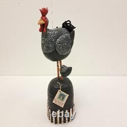 2003 Chicken Chik Farm Farmhouse Folk Art Wood Hand Carved by Pat Russo Signed