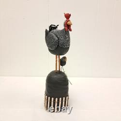 2003 Chicken Chik Farm Farmhouse Folk Art Wood Hand Carved by Pat Russo Signed