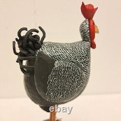 2003 Chicken Chik Farm Farmhouse Folk Art Wood Hand Carved by Pat Russo Signed