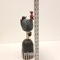 2003 Chicken Chik Farm Farmhouse Folk Art Wood Hand Carved by Pat Russo Signed
