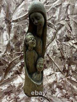 20 Hand Carved Wooden Madonna & Children Sculpture Solid Wood Folk Art