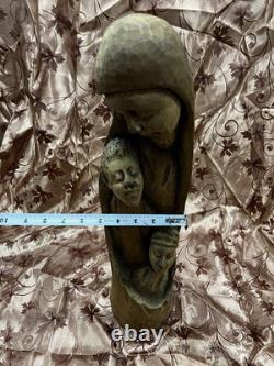 20 Hand Carved Wooden Madonna & Children Sculpture Solid Wood Folk Art