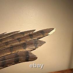 20 VTG Folk Art Hand Carved & Painted Eagle Bird Sculpture Drift Wood Base