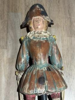 22 Sarreid Italy Victorian Carved Wood Brass Folk Art Sculpture Statue Vintage