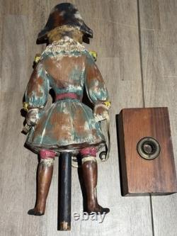 22 Sarreid Italy Victorian Carved Wood Brass Folk Art Sculpture Statue Vintage