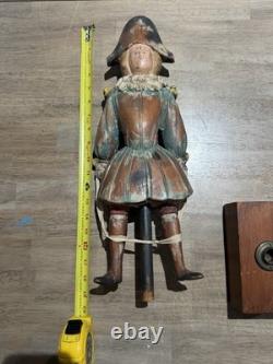 22 Sarreid Italy Victorian Carved Wood Brass Folk Art Sculpture Statue Vintage