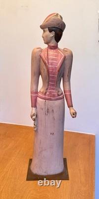 23 Sarreid Italy Victorian Woman Wood Doll Folk Art Sculpture Statue Vtg Mcm