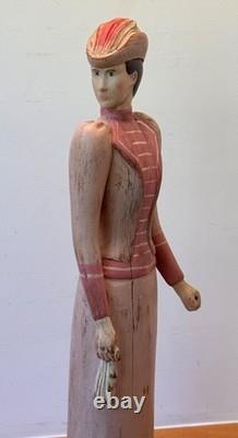 23 Sarreid Italy Victorian Woman Wood Doll Folk Art Sculpture Statue Vtg Mcm