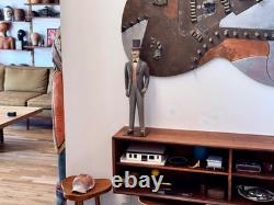 24 Sarreid Italy Victorian Carved Wood Brass Folk Art Sculpture Statue Vtg Mcm