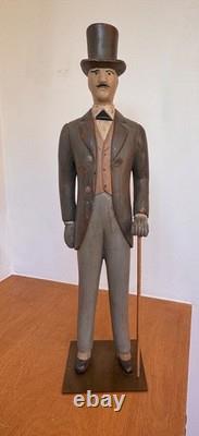 24 Sarreid Italy Victorian Carved Wood Brass Folk Art Sculpture Statue Vtg Mcm