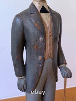 24 Sarreid Italy Victorian Carved Wood Brass Folk Art Sculpture Statue Vtg Mcm