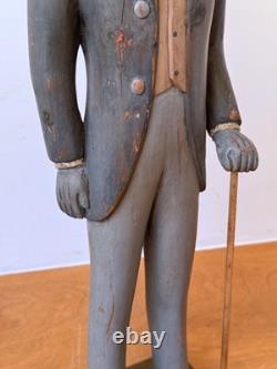 24 Sarreid Italy Victorian Carved Wood Brass Folk Art Sculpture Statue Vtg Mcm