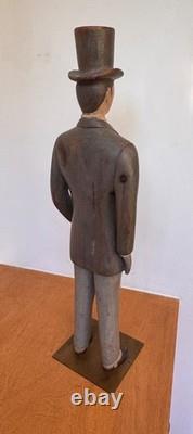 24 Sarreid Italy Victorian Carved Wood Brass Folk Art Sculpture Statue Vtg Mcm