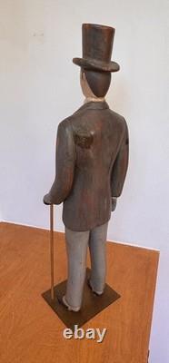24 Sarreid Italy Victorian Carved Wood Brass Folk Art Sculpture Statue Vtg Mcm