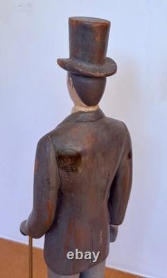 24 Sarreid Italy Victorian Carved Wood Brass Folk Art Sculpture Statue Vtg Mcm