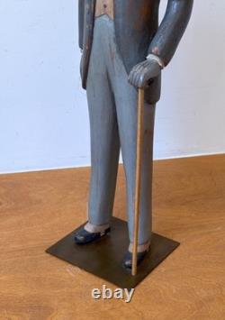 24 Sarreid Italy Victorian Carved Wood Brass Folk Art Sculpture Statue Vtg Mcm