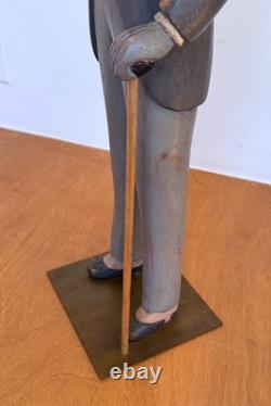 24 Sarreid Italy Victorian Carved Wood Brass Folk Art Sculpture Statue Vtg Mcm