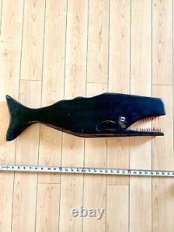 27 Wood-Carved WHALE- FISH Nantucket- Carving-Folk Art-Ad-Trade Bait Shop
