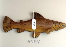 28 Brown Trout Wall Mount Fish Folk Art Hand Carved Lake Cabin By M. T. Haakon
