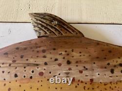 28 Brown Trout Wall Mount Fish Folk Art Hand Carved Lake Cabin By M. T. Haakon