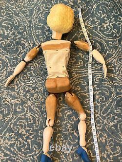 28 Hand Carved Wooden Folk Art Artist Made Marionette WPA Period 1930s Actress