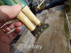 (2) Primitive Wood Folk Art Figure Accordion & Violinist Hand Painted & Carved