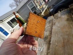 (2) Primitive Wood Folk Art Figure Accordion & Violinist Hand Painted & Carved