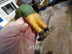 (2) Primitive Wood Folk Art Figure Accordion & Violinist Hand Painted & Carved