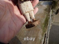 (2) Primitive Wood Folk Art Figure Accordion & Violinist Hand Painted & Carved