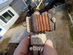 (2) Primitive Wood Folk Art Figure Accordion & Violinist Hand Painted & Carved