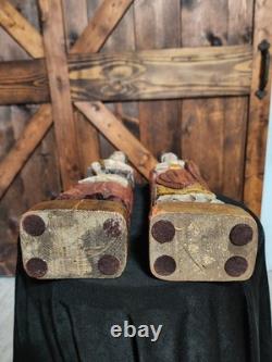 (2) Religious VINTAGE Saint Folk Art Carved Wood Spanish Colonial Figure RARE