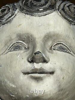 2 Wooden Hand Carved PUTTI ANGEL CHERUB TWO LOT Face MIX Wings Folk Art Plaques