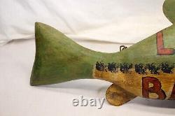 32 Folk Art CARVED FISH Fishing Store Sign LIVE BAIT Advertising Collectible