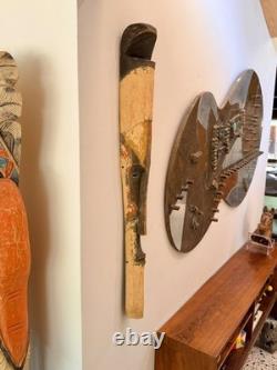 40 Antique African Gabon NGIL Tribal Folk Art Carved Wood Fang Mask Sculpture