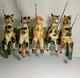 4 Folk Art Wooden Cows & 1 Cat On A Bench Fishing Carved & Painted