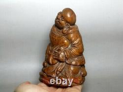5.1 Old Chinese Folk art Carved Bamboo root Luo Hanfo Buddha Buddhism statue