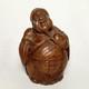 5.5 Inch Old China Folk Art Carved Bamboo Root Longevity Old Man Drinking Statue