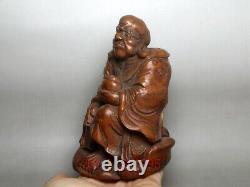5.7 Old Chinese Folk art Carved Bamboo root Luo Hanfo Buddha Buddhism statue