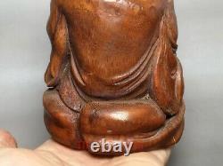 5.7 Old Chinese Folk art Carved Bamboo root Luo Hanfo Buddha Buddhism statue