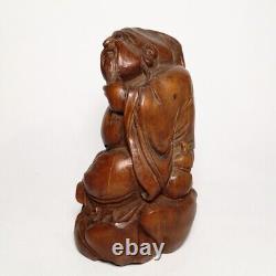 5.7 Old Chinese Folk art Carved Bamboo root book poet longevity old man statue