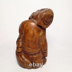 5.7 Old Chinese Folk art Carved Bamboo root book poet longevity old man statue