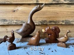 5 Pc North Carolina Folk Art Hand Carved Figurines Brasstown Campbell School