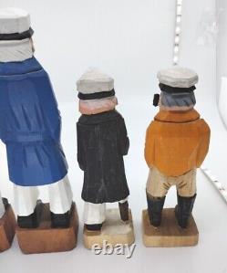 6 Vintage Hand Carved Wooden Folk Art Sea Captains Sailors Nautical 6-8.5 READ