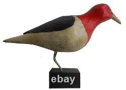 AAFA 1900s Folk Art Country Primitive Wood Hand Carved Bird Woodpecker