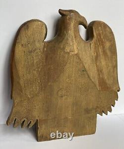 AAFA Antique Folk Art Carved Eagle Painted Gold