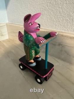 ALEBRIJE Hand Carved FOLK ART OAXACA MEXICO On Scooter Marcelo Vidales