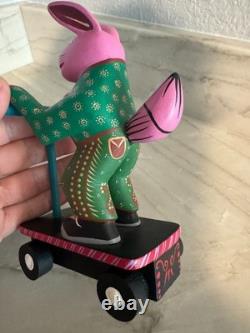 ALEBRIJE Hand Carved FOLK ART OAXACA MEXICO On Scooter Marcelo Vidales