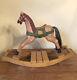 Antique 1900s Wooden Hand Carved Folk Art Rocking Horse Real Horse Hair Tail